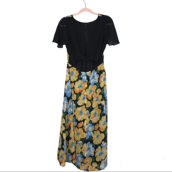 Club Monaco Coran Floral Flutter-Sleeve Cutout Midi Dress Size 8 - Picture 6 of 12